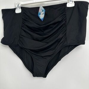 Sorella Swim Skirt Ruched Swim Bottom Size 18/20 NWT In Black Lycra